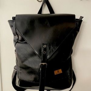 Black leather photography backpack